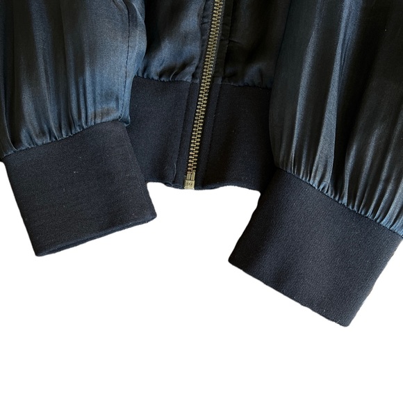 NOT FOR SALE 💔MICHELLE MASON Sheer Silk Organza Mesh Bomber Zip-Up Jacket Black - Picture 8 of 15